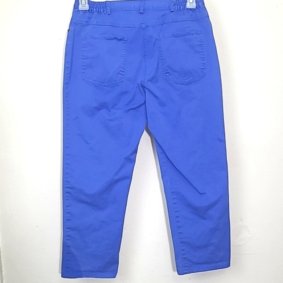 Capris Pants Royal Blue 98% cotton denim stretch Gorpcore Slimming Classic Style - Picture 3 of 7